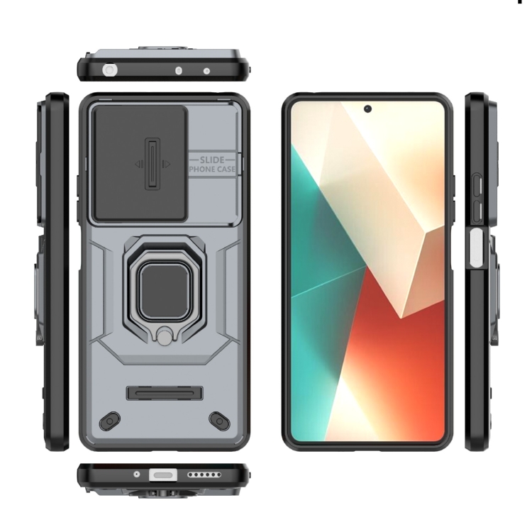 SKLO + KRYT 2v1 pre Xiaomi Redmi Note 13 5G - Tvrdený ARMOR HOLDER sivý