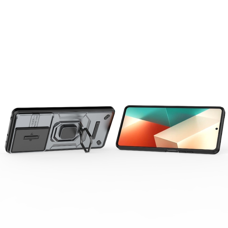 SKLO + KRYT 2v1 pre Xiaomi Redmi Note 13 5G - Tvrdený ARMOR HOLDER sivý