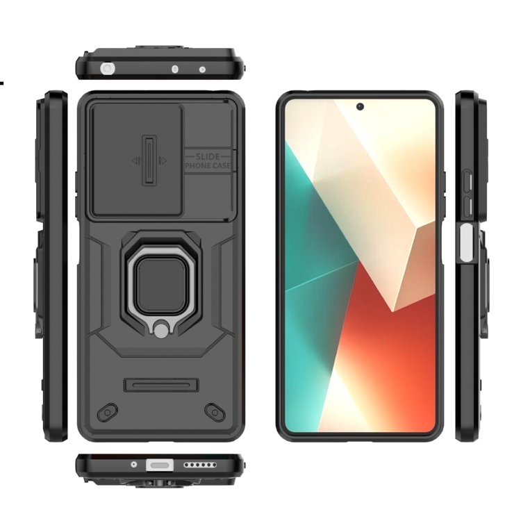 SKLO + KRYT 2v1 pre Xiaomi Redmi Note 13 5G - Tvrdený ARMOR HOLDER čierny