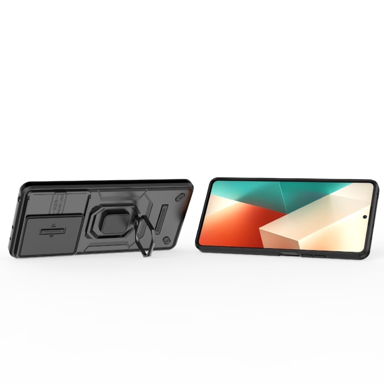 SKLO + KRYT 2v1 pre Xiaomi Redmi Note 13 5G - Tvrdený ARMOR HOLDER čierny