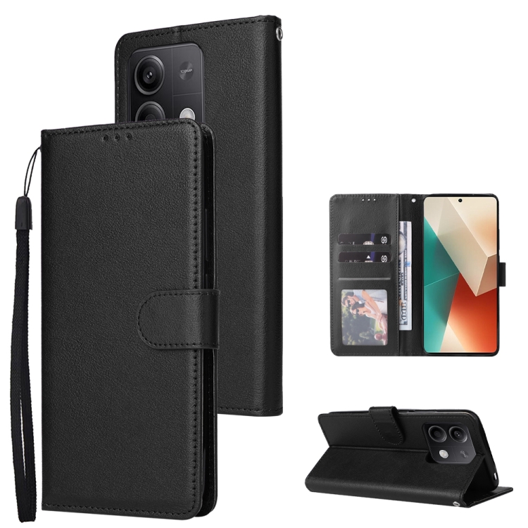 SKLO + PUZDRO 2v1 pre Xiaomi Redmi Note 13 5G - Knižkové puzdro SOLID čierne