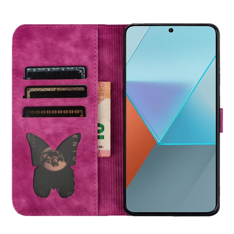 SKLO + PUZDRO 2v1 pre Xiaomi Redmi Note 13 5G - Knižkové puzdro BUTTERFLY ružové
