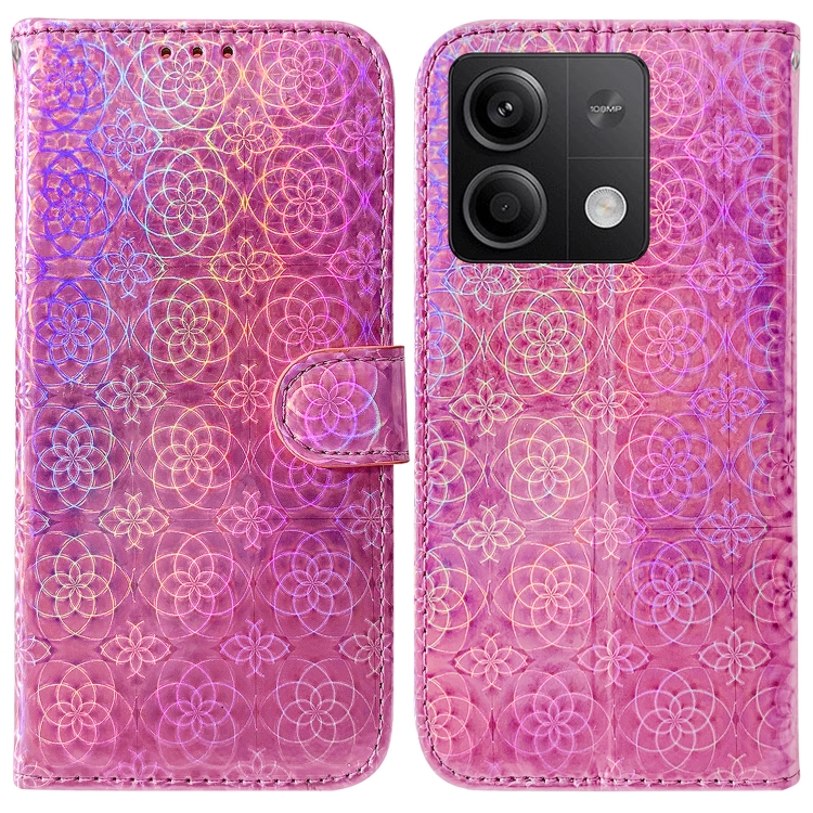 SKLO + PUZDRO 2v1 pre Xiaomi Redmi Note 13 5G - Knižkové puzdro COLORFUL ružové