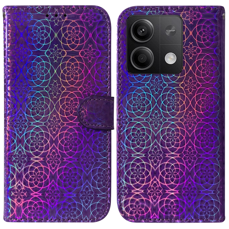 SKLO + PUZDRO 2v1 pre Xiaomi Redmi Note 13 5G - Knižkové puzdro COLORFUL fialové
