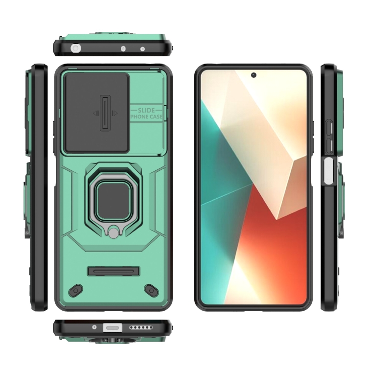 Tvrdený ARMOR HOLDER Zadný kryt pre Xiaomi Redmi Note 13 5G - zelený