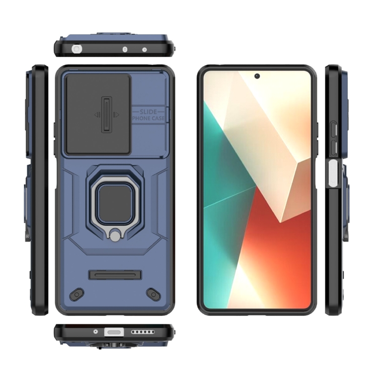 Tvrdený ARMOR HOLDER Zadný kryt pre Xiaomi Redmi Note 13 5G - modrý