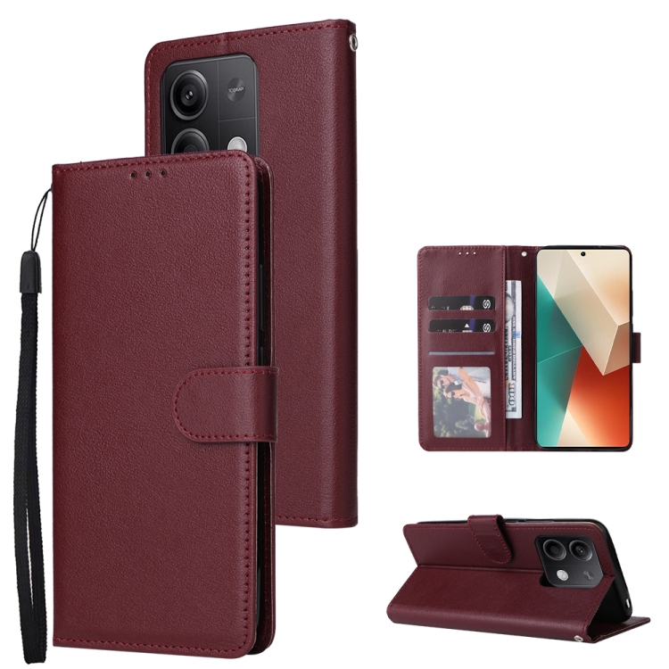 SOLID Peňaženkové puzdro pre Xiaomi Redmi Note 13 5G - bordové
