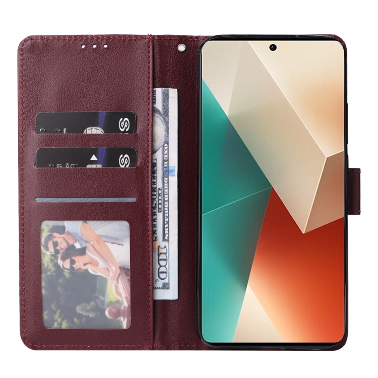 SOLID Peňaženkové puzdro pre Xiaomi Redmi Note 13 5G - bordové