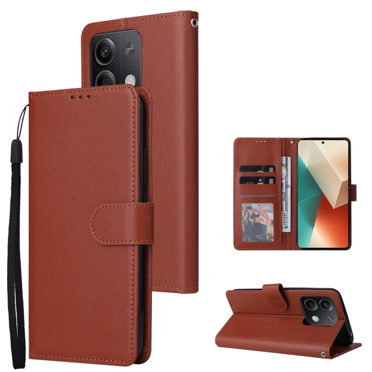 SOLID Peňaženkové puzdro pre Xiaomi Redmi Note 13 5G - hnedé