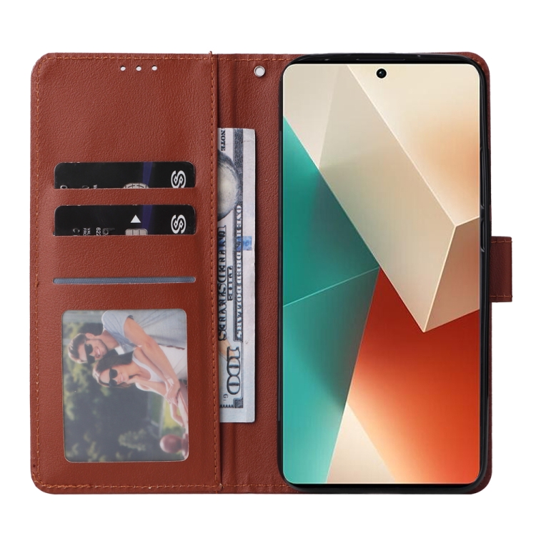 SOLID Peňaženkové puzdro pre Xiaomi Redmi Note 13 5G - hnedé