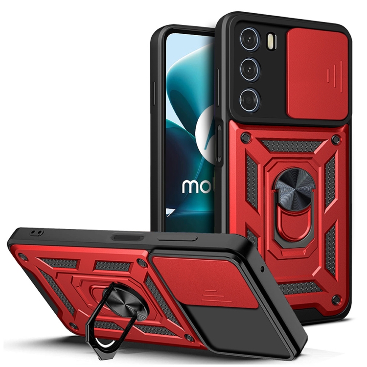9D SKLO + PUZDRO 2v1 pre Motorola Moto G200 5G - Tvrdené Ring Armor červené