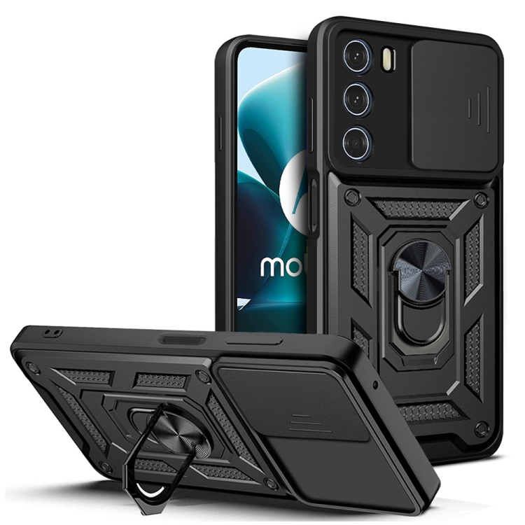 9D SKLO + PUZDRO 2v1 pre Motorola Moto G200 5G - Tvrdené Ring Armor čierne