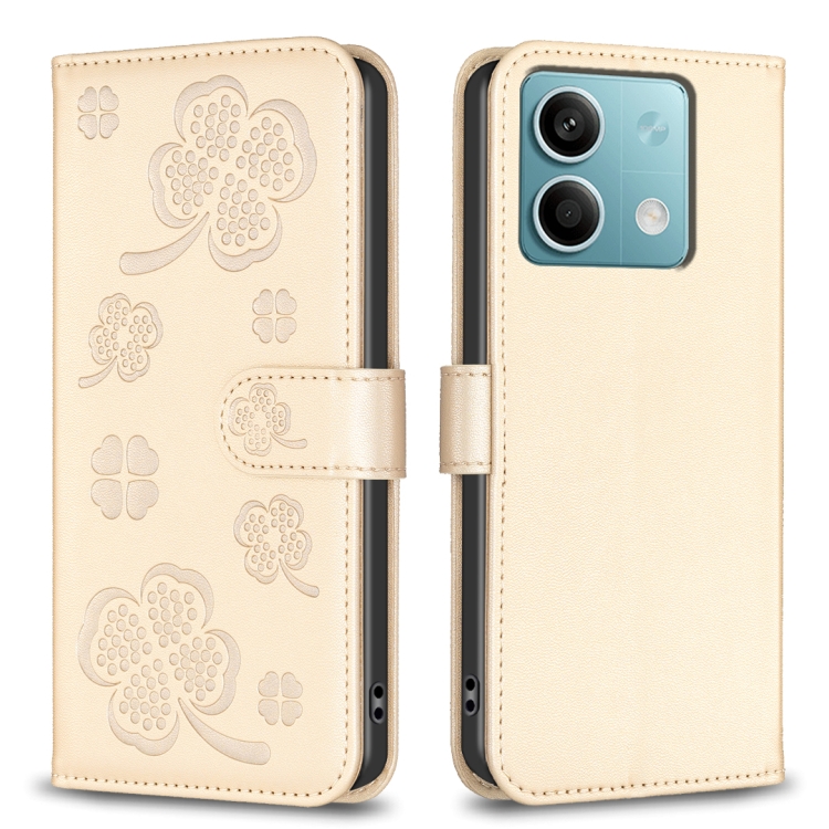 SKLO + PUZDRO 2v1 pre Xiaomi Redmi Note 13 - Knižkové puzdro LEAF zlaté