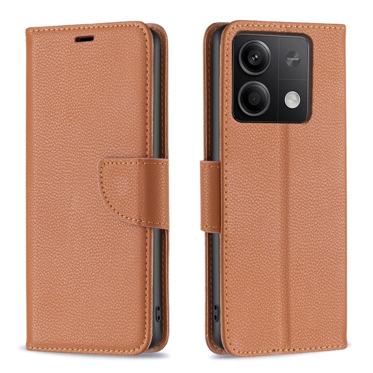 LAMBSKIN Peňaženkové puzdro pre Xiaomi Redmi Note 13 - hnedé