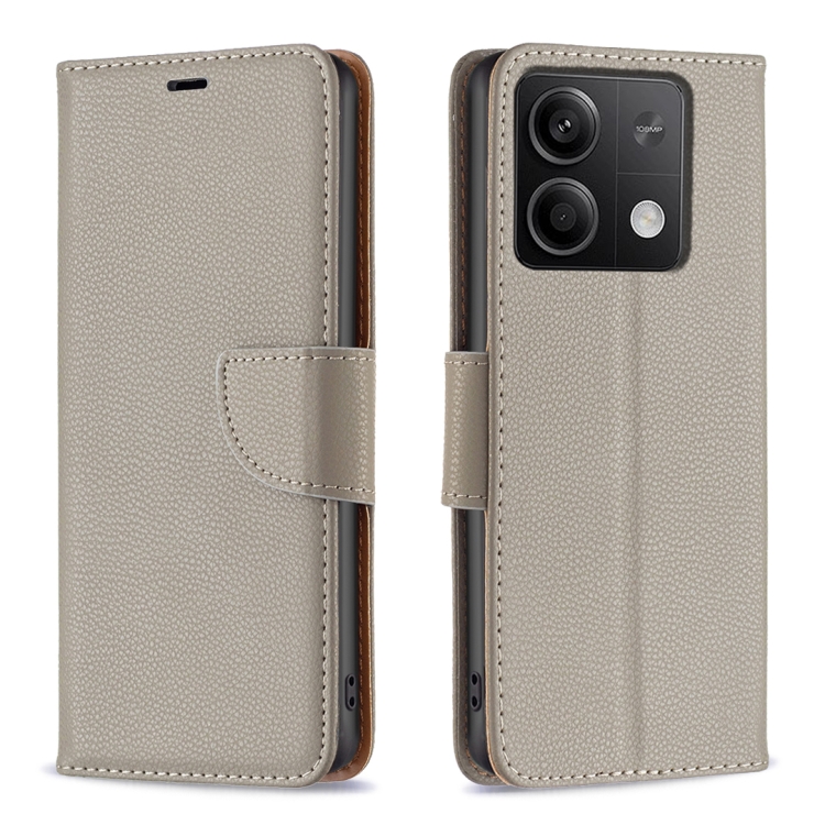 LAMBSKIN Peňaženkové puzdro pre Xiaomi Redmi Note 13 - sivé