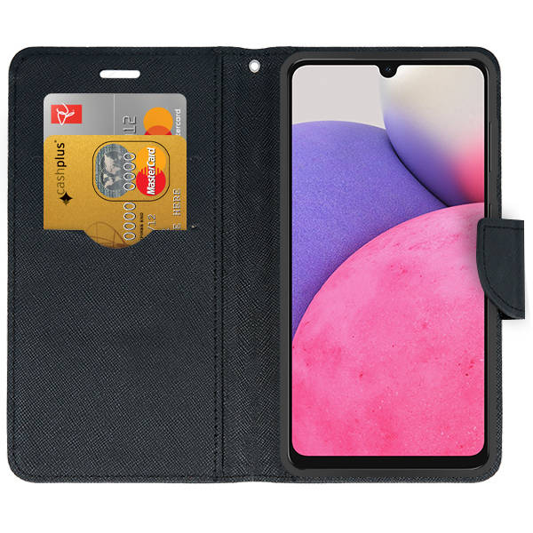 SKLO + PUZDRO 2v1 pre Samsung Galaxy A23 / A23 5G - Knižkové Fancy čierne