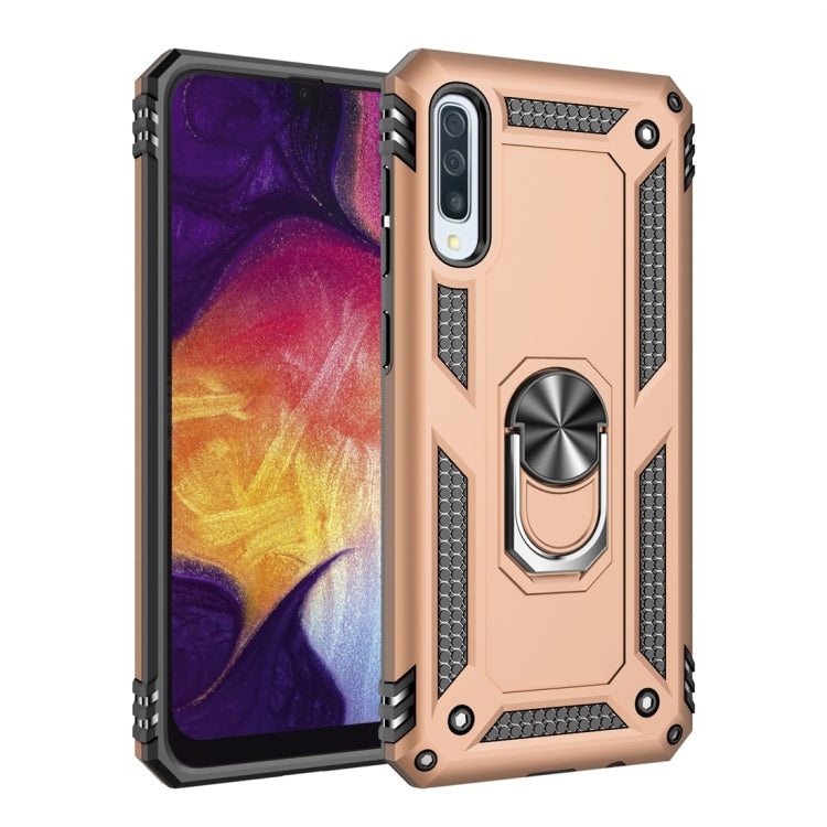 RING ARMOR Tvrdený kryt pre Samsung Galaxy A50 - zlatý