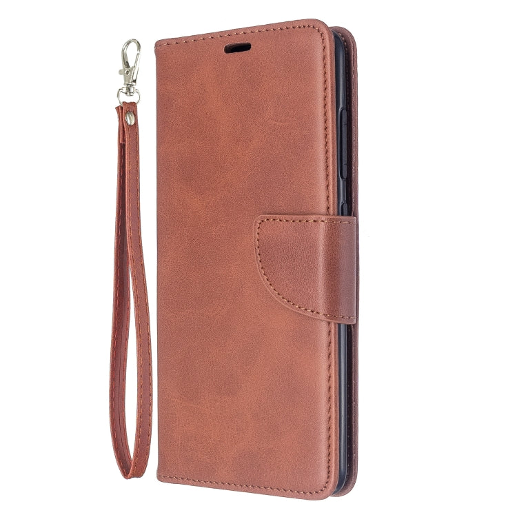 LAMBSKIN Knižkové puzdro pre Samsung Galaxy A51 - hnedé