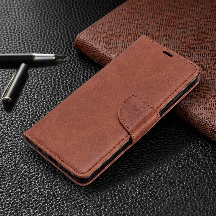 LAMBSKIN Knižkové puzdro pre Samsung Galaxy A51 - hnedé