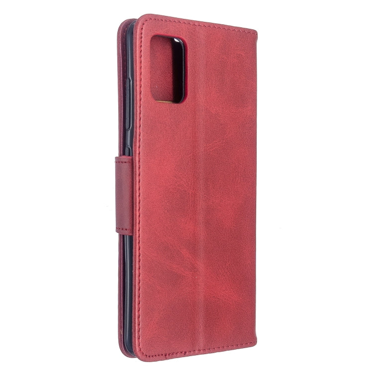 LAMBSKIN Knižkové puzdro pre Samsung Galaxy A51 - červené