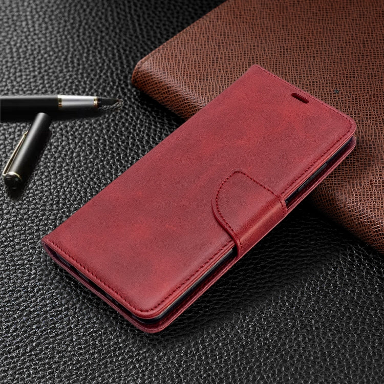 LAMBSKIN Knižkové puzdro pre Samsung Galaxy A51 - červené