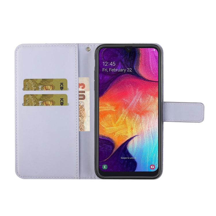 FLOWER Knižkové puzdro pre Samsung Galaxy A70 - fialové