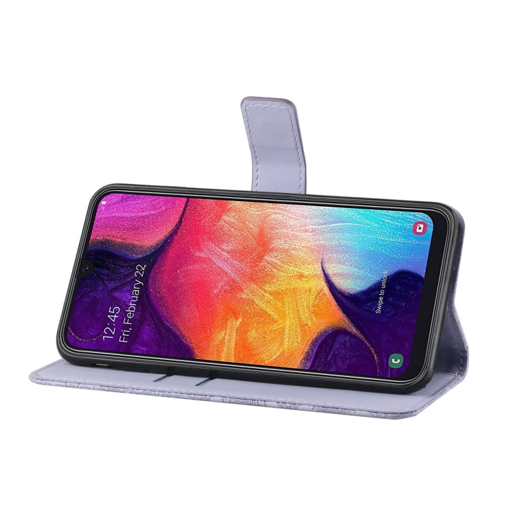 FLOWER Knižkové puzdro pre Samsung Galaxy A70 - fialové