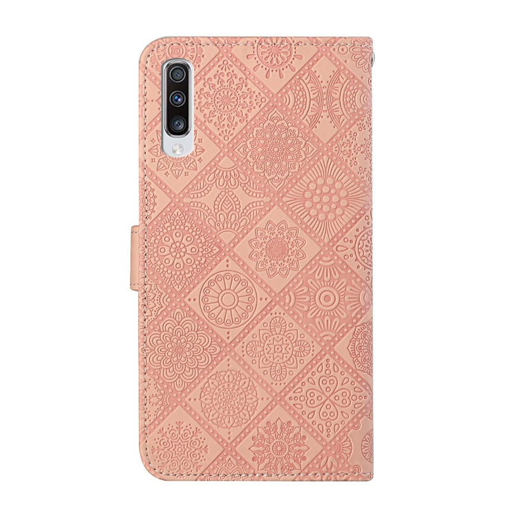 FLOWER Knižkové puzdro pre Samsung Galaxy A70 - ružové