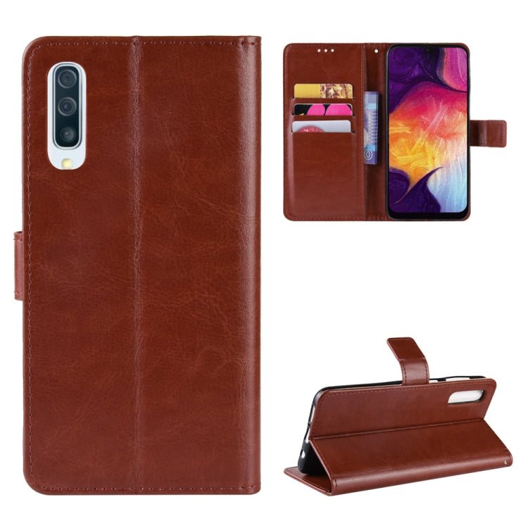 TEXTURE Knižkové puzdro pre Samsung Galaxy A70 - tmavo hnedé