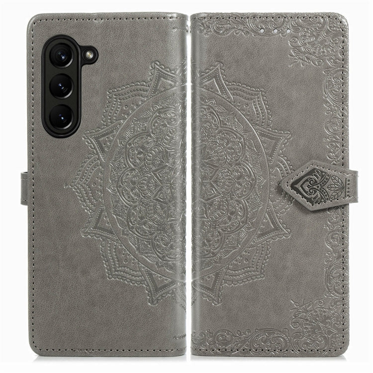 MANDALA Knižkové puzdro pre Samsung Galaxy A05s - sivé