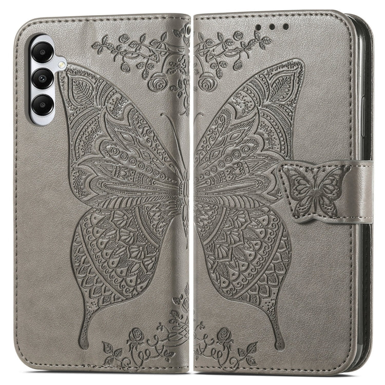 BUTTERFLY Knižkové puzdro pre Samsung Galaxy A05s - sivé