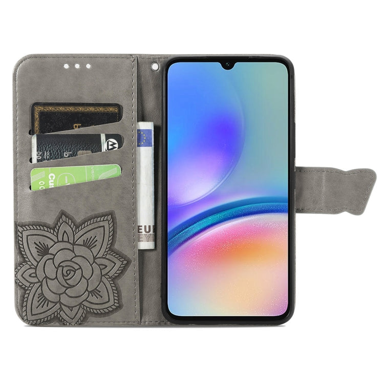 BUTTERFLY Knižkové puzdro pre Samsung Galaxy A05s - sivé