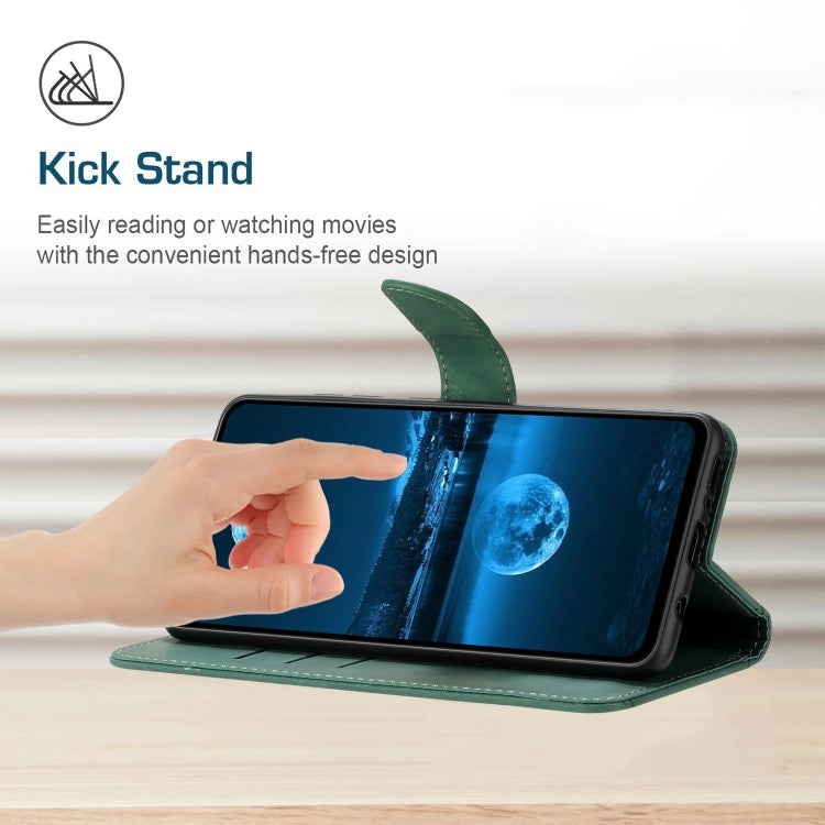 STITCHING Knižkové puzdro pre Samsung Galaxy A05s - zelené
