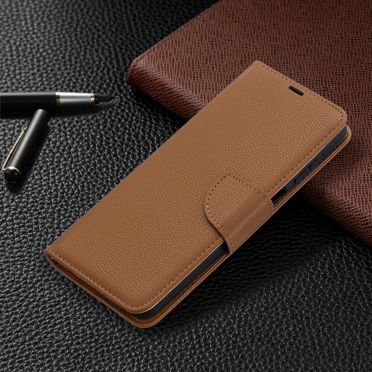LAMBSKIN Knižkové puzdro pre Samsung Galaxy A12 - hnedé