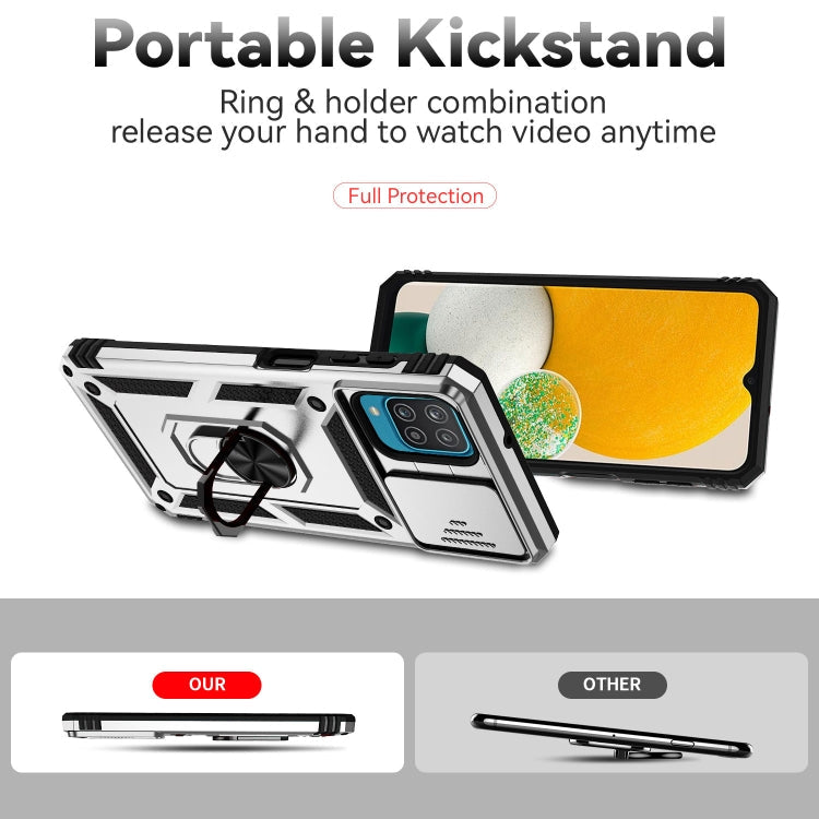 SLIDING Tvrdený kryt pre Samsung Galaxy A12 - sivý