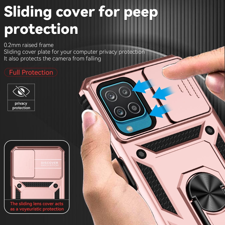 SLIDING Tvrdený kryt pre Samsung Galaxy A12 - ružový