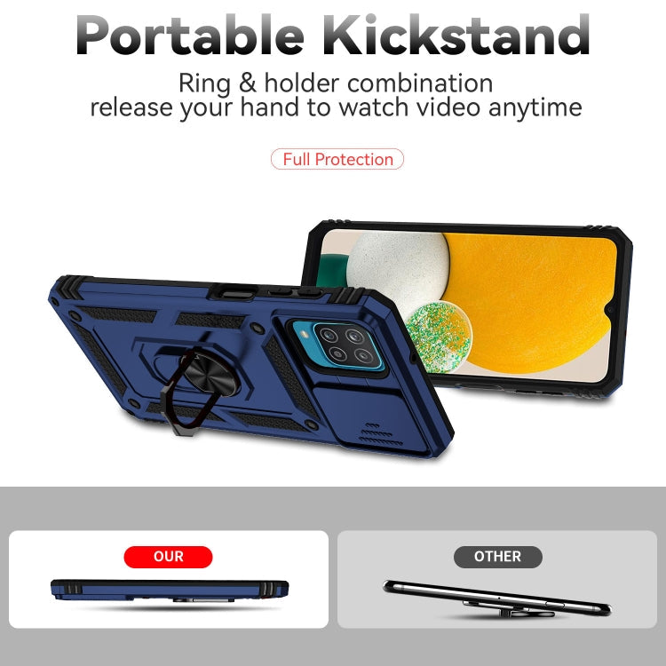 SLIDING Tvrdený kryt pre Samsung Galaxy A12 - modrý