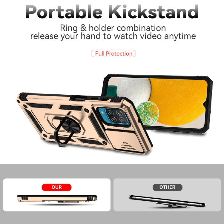 SLIDING Tvrdený kryt pre Samsung Galaxy A12 - zlatý