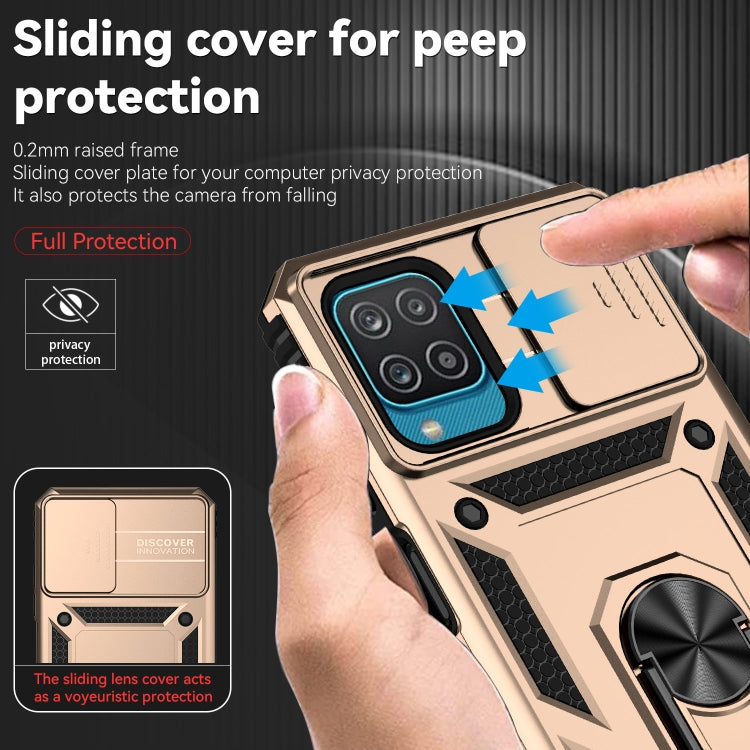 SLIDING Tvrdený kryt pre Samsung Galaxy A12 - zlatý