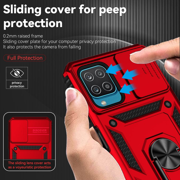 SLIDING Tvrdený kryt pre Samsung Galaxy A12 - červený