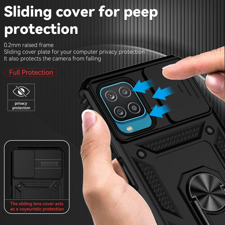SLIDING Tvrdený kryt pre Samsung Galaxy A12 - čierny