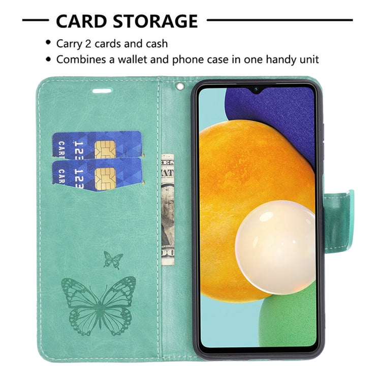BUTTERFLY Knižkové puzdro pre Samsung Galaxy A13 5G / A04s - zelené