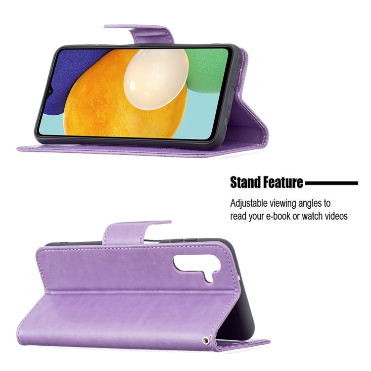 BUTTERFLY Knižkové puzdro pre Samsung Galaxy A13 5G / A04s - fialové