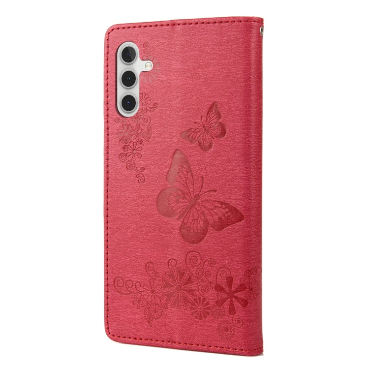 BUTTERFLY Knižkové puzdro pre Samsung Galaxy A14 / A14 5G - červené