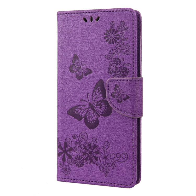BUTTERFLY Knižkové puzdro pre Samsung Galaxy A14 / A14 5G - tmavo fialové