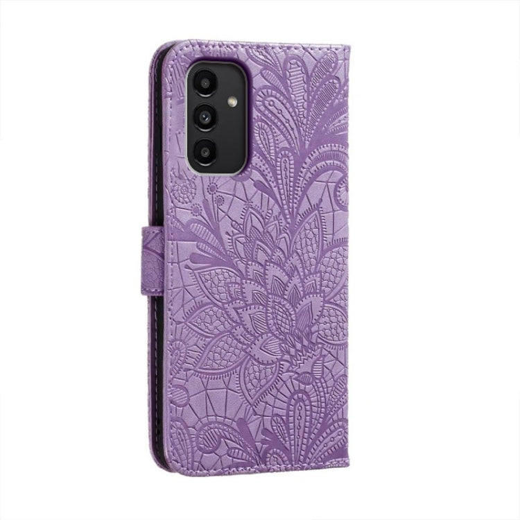 FLOWER Knižkové puzdro pre Samsung Galaxy A14 / A14 5G - fialové