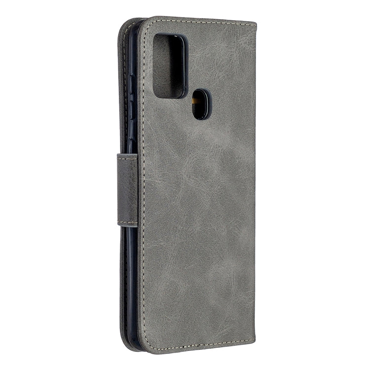 LAMBSKIN Knižkové puzdro pre Samsung Galaxy A21s - sivé