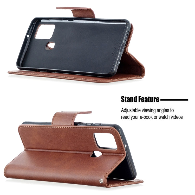 LAMBSKIN Knižkové puzdro pre Samsung Galaxy A21s - tmavo hnedé
