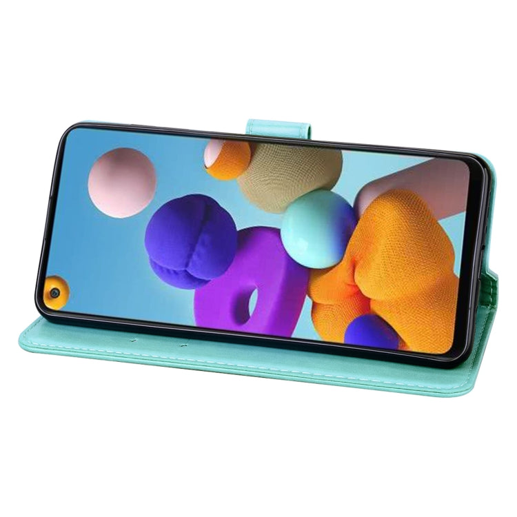 ROSE Knižkové puzdro pre Samsung Galaxy A21s - zelené