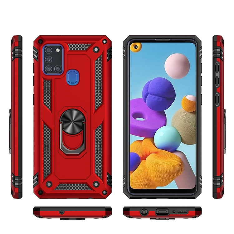 RING ARMOR Tvrdený kryt pre Samsung Galaxy A21s - zlatý